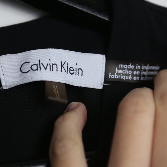 Calvin Klein Crew-Neck Twill Tank Top Blouse Sleeveless Black Size Medium - Picture 4 of 5